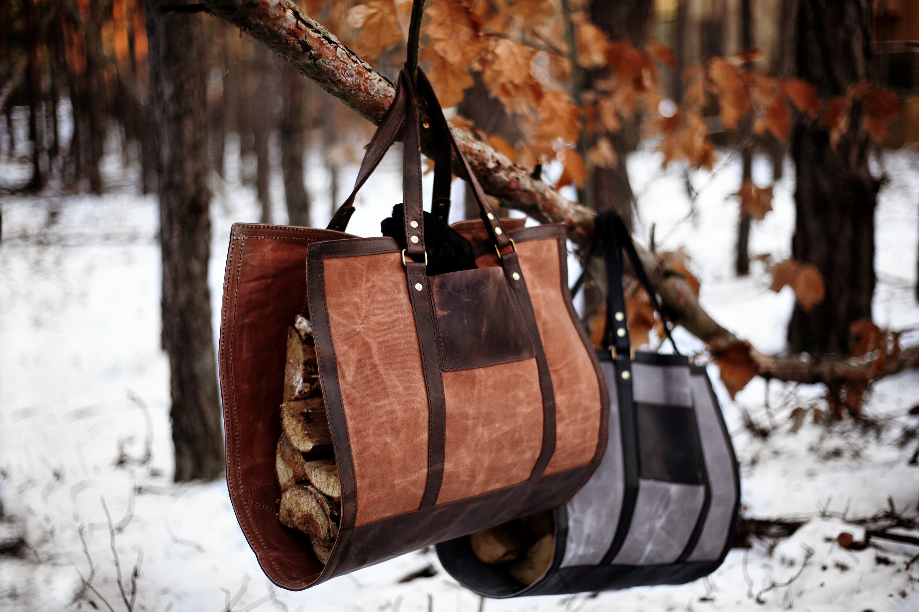 Leather Log Carrier Firewood Bag Firewood Log Carrier Etsy