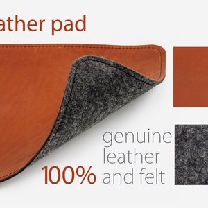 Desk pad leather and felt, leather desk blotter, custom size, custom leather mat for desk image 2