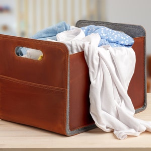 Leather storage box, leather containers, Leather baskets bins, boxes with lids, Basket with leather, large leather bin, basket leather