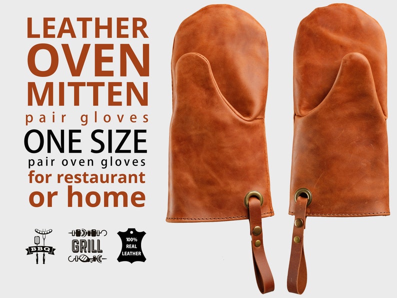 Mens Cooking Gloves Made of Leather Brown Leather Oven Mitts - Etsy