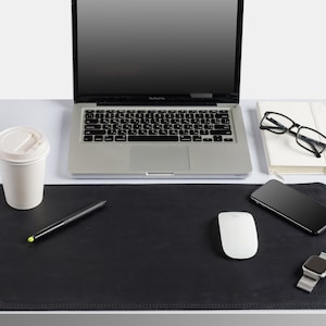 Desk pad leather and felt, leather desk blotter, custom size, custom leather mat for desk image 8