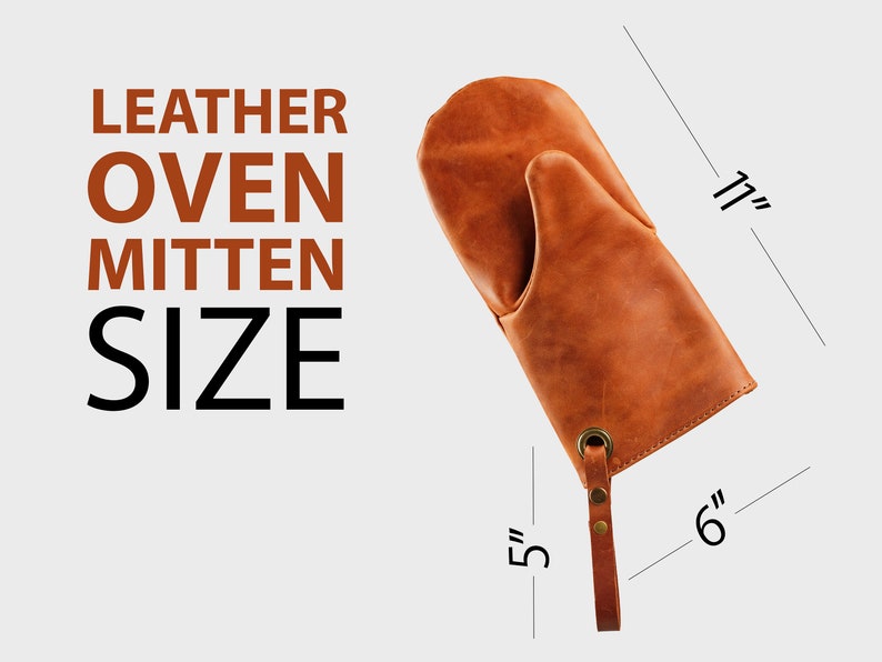 Mens cooking gloves made of leather, brown leather oven mitts for chef image 3