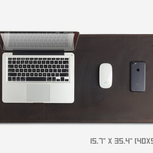 Desk pad leather and felt, leather desk blotter, custom size, custom leather mat for desk image 3