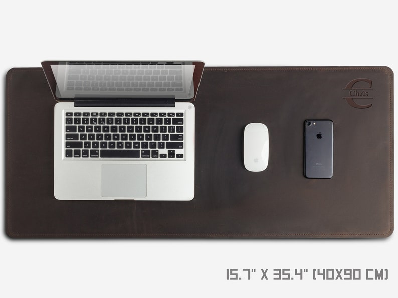 Desk pad leather and felt, leather desk blotter, custom size, custom leather mat for desk image 3