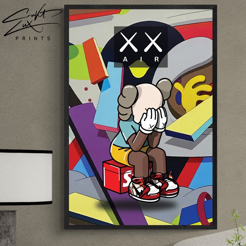 KAWS Wall Art KAWS X Air Jordan 4 Wall Art KAWS Poster Etsy