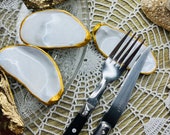 Lot De 10 Porte-couteaux Vintage En Résine Transparente - Inclusions Végétales Et Coquillages