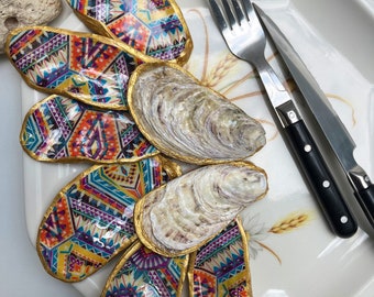 Porte couverts coquilles d’huîtres plates fait main