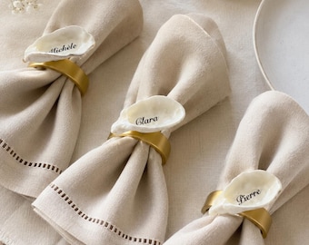 Etiquetas personalizadas con forma de concha de ostra, tarjetas de mesa para bodas, servilleteros personalizados, decoraciones de mesa, obsequios para invitados.