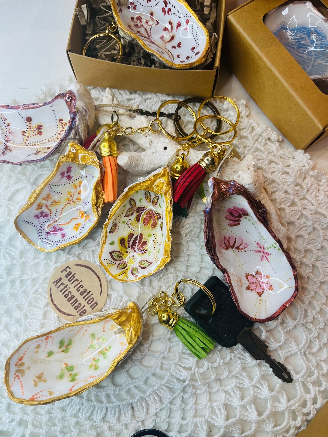 An Original Key Ring Made With a Handmade Oyster Shell - Etsy