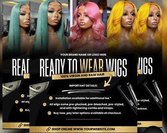 Gebrauchsfertiger Perücken-Flyer - Perücken-Flyer - Haar-Flyer - Canva-Flyer - Bearbeitbarer Flyer - DIY-Flyer