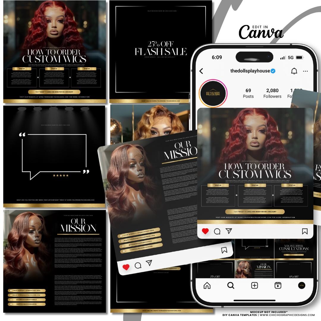 DIY Canva Hair Flyers, Hair Social Media Content Posts, Editable Canva ...