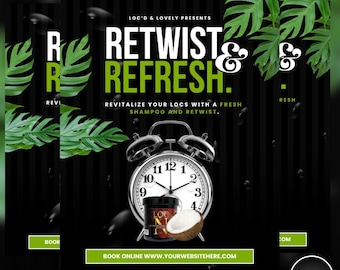 Lox Retwist Flyer - Loctician Flyer - Hairstylist - Bearbeitbare Flyer Vorlage - Canva Flyer Vorlage - DIY Flyer - DIY Lok-Flyer