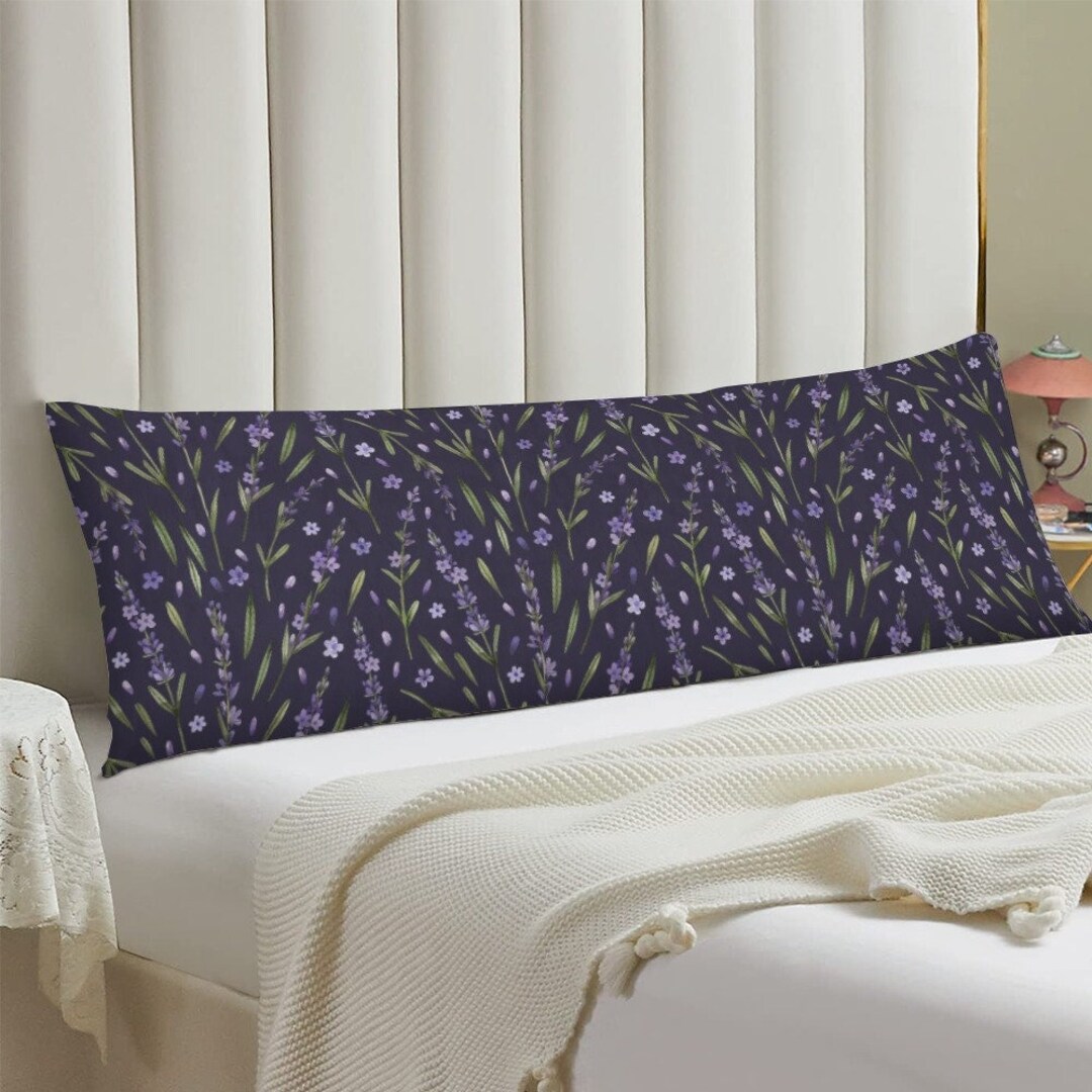 Lavender Motif Body Pillowcase Forest Green Plant Pillow Etsy
