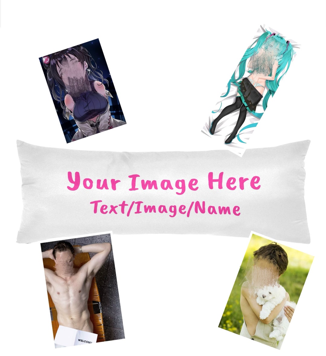Custom Body Pillow, Custom Photo Dakimakura Body Pillowcase, Personalized Name/text Pillowcase