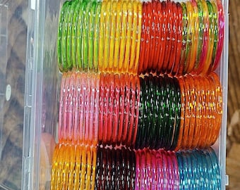 Jelly Glass Bangles Set | 12 Colors, Sizes 2.2-2.8, Trending Bridal Jewelry