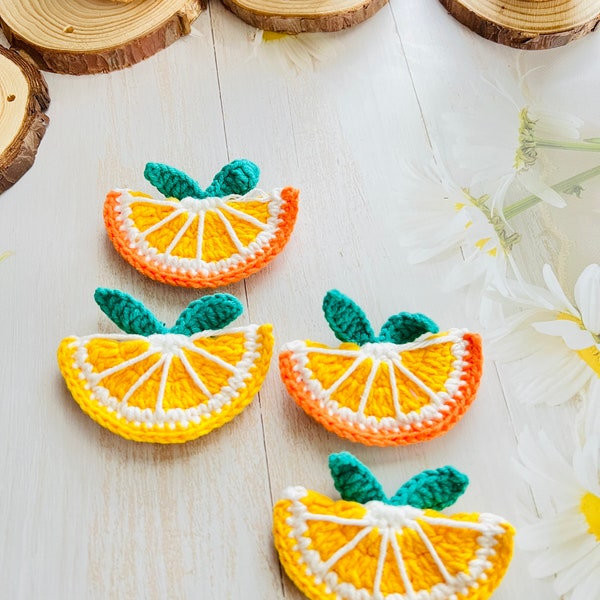 Mother's day gift Crochet Orange Slice Decor set of four - Add a burst of color and charm to your home with handmade，gift for her