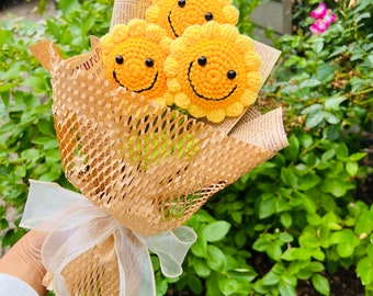 Handmade knitted sunflower bouquet, Crochet Sunflower Bouquet, Crocheted Flowers, Gift for her, new year gift, special gift,Mother’s Day gif