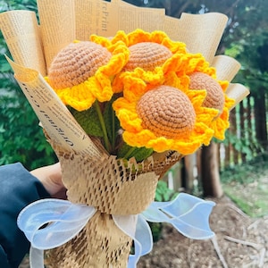 Handmade Crochet Flower Bouquet |crochet sunflowers |Anniversary gift for her him|Personalized Card Option | Custom Gift for Her