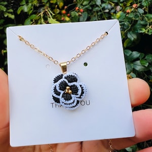 Micro Crochet necklace , Birthday /anniversary gift,Handmade Mini Crochet necklace ,Mini flower necklace Charm Gifts For Her