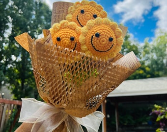 Handmade knitted sunflower bouquet, Crochet Sunflower Bouquet, Crocheted Flowers, Gift for her, Mother’s Day gift,anniversary birthday gift