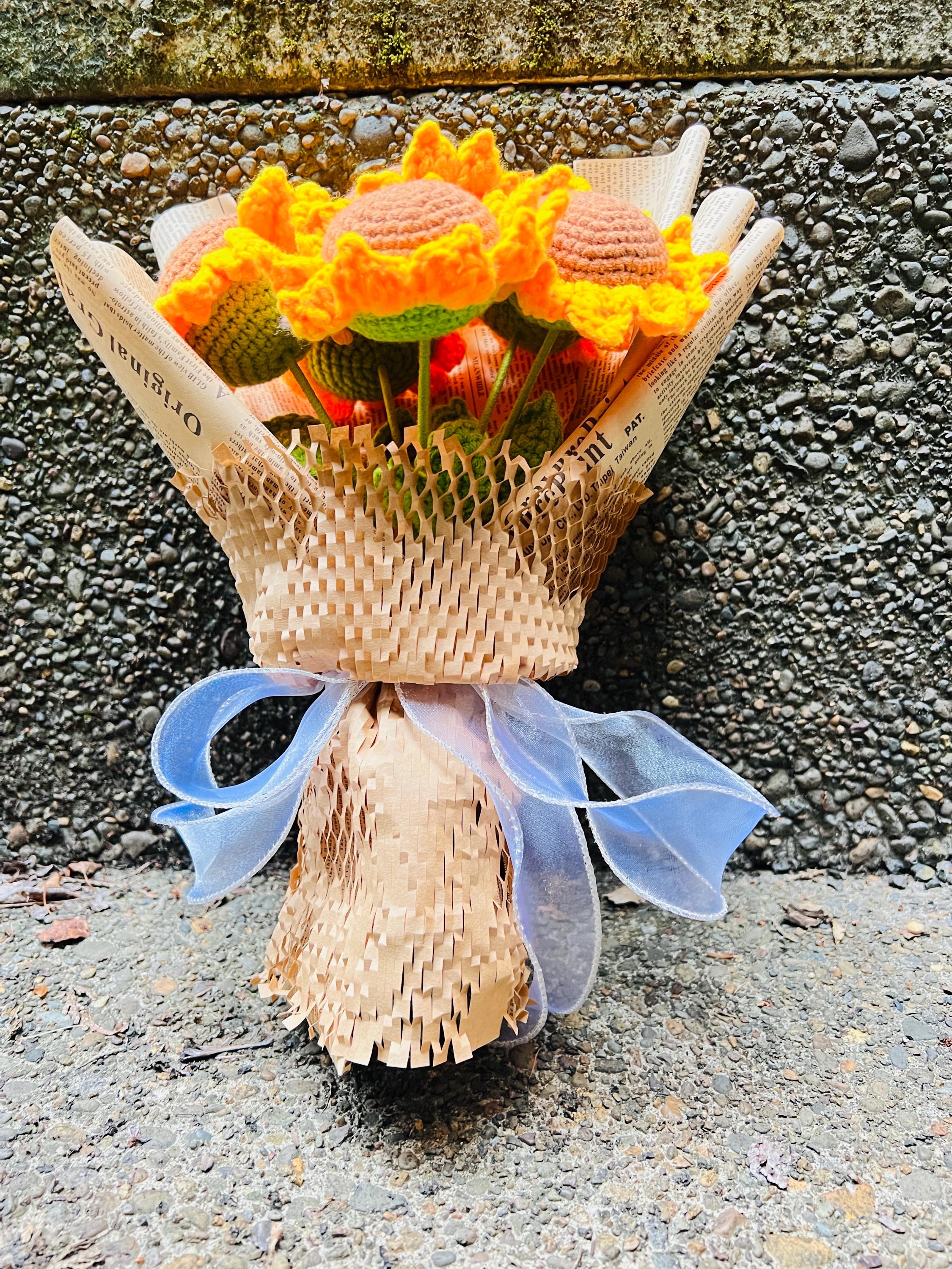 Bouquet De Tournesols Au Crochet Fait Main : Cadeau Floral éternel
