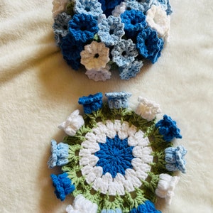 Handmade Crochet flower coaster set for gift , unique gift,home decor lily of valley coasters,  mug coasters, birthday anniversary gifts