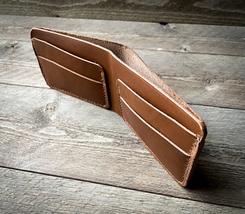 Leather Bifold Wallet Full Grain Leather Wallet Gift for Him Groomsmen