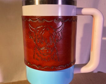 Tooled Leather Western Stanley Quencher 40oz, Stanley Mug, Engraved  Tumbler, Engraved Stanley, Cowboy Stanley, Wrap Stanley, Nashville Bach 