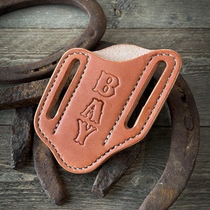 Personalized Leather Trapper Knife Sheath: Monogrammed Groomsmen Gift