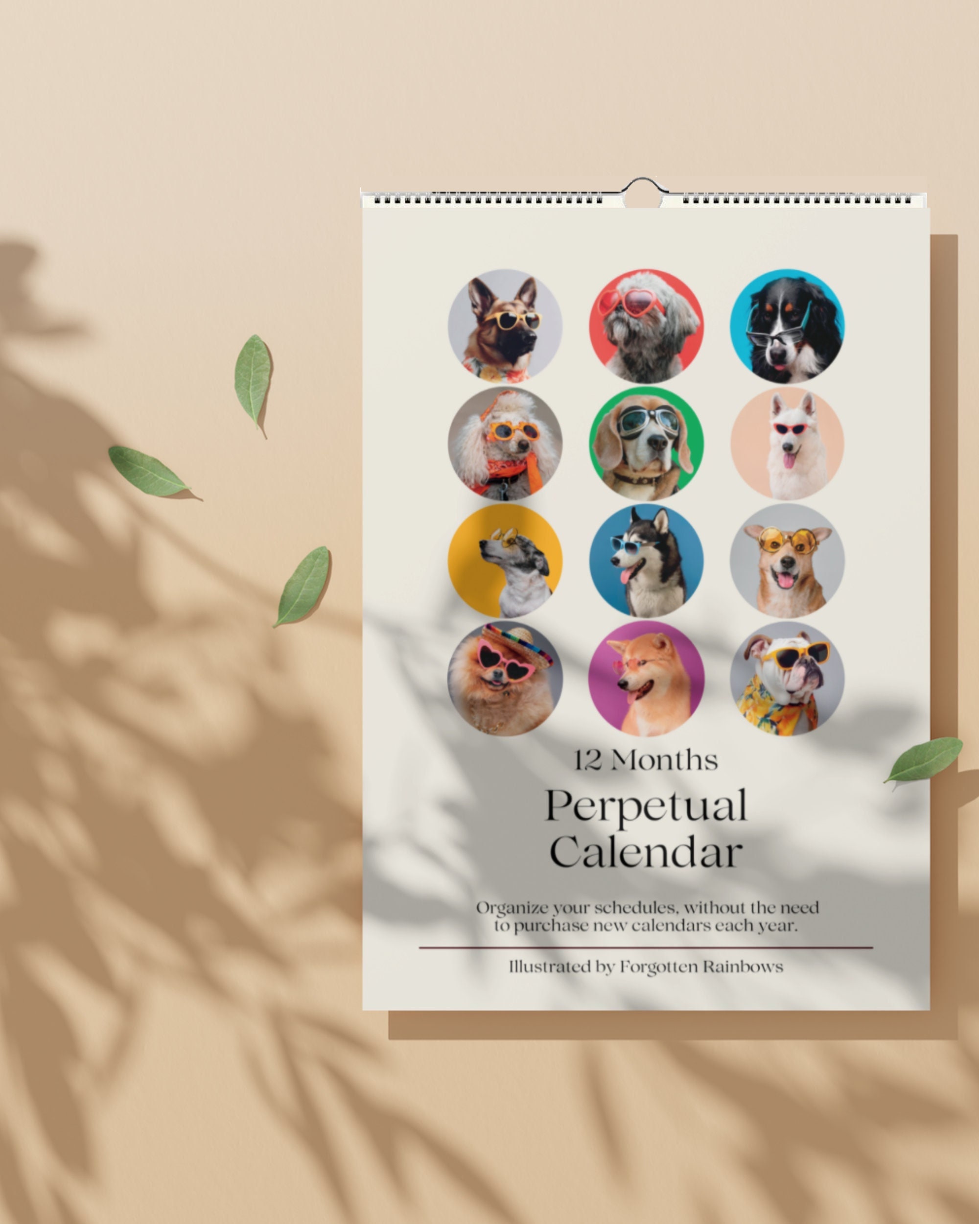 Funny Dog Calendar With Glasses Perpetual Calendar Special Dates
