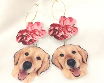 Golden dog earrings