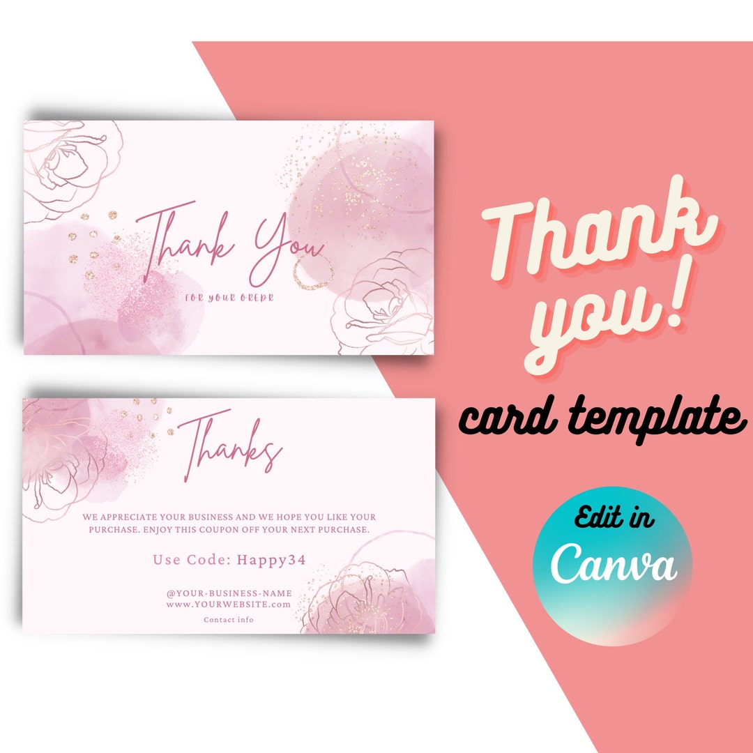 Thank You Card Template for Business Shiping Thank You Card Etsy