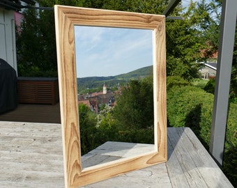 Vintage Spiegel (72x52cm) aus nachhaltigem sonnenverbranntem Holz,  handgefertigtes Unikat  -  Altholz, Geschenk, Flur oder Bad