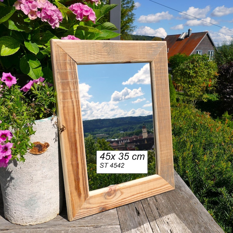Mirrors in wooden frames, unique pieces - various sizes, vintage, upcycled, portrait and landscape format 45x35cm, ST 4542