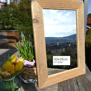 Mirrors in wooden frames, unique pieces - various sizes, vintage, upcycled, portrait and landscape format 50x35cm, ST 5038