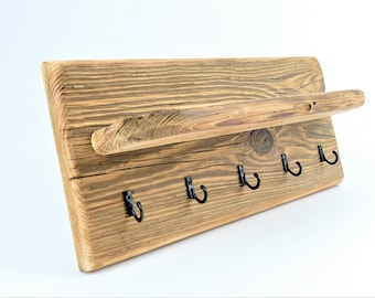 Unique key rack made from sustainable, sun-bleached wood, handcrafted, for hallway or wardrobe