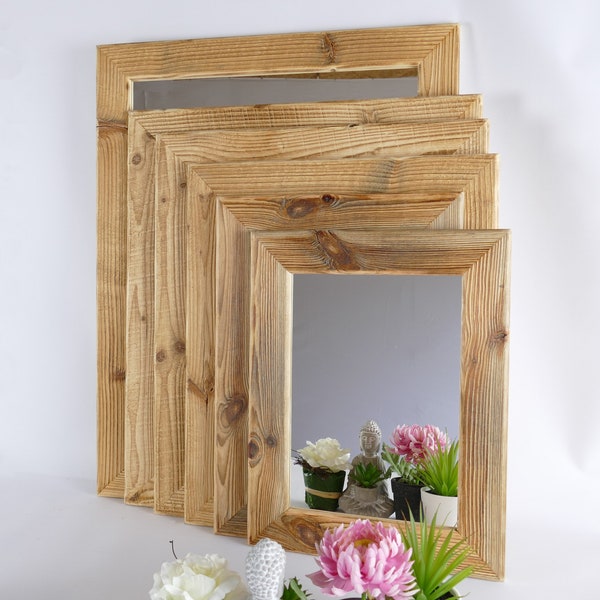 Spiegel mit Holzrahmen - verschiedene Größen - dekorative Unikate für Wohnzimmer, Flur und Bad