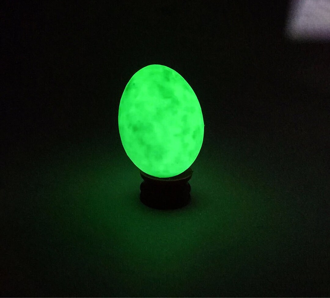 Green Luminous Quartz Crystal Egg , Luminous Glow in the Dark Stone