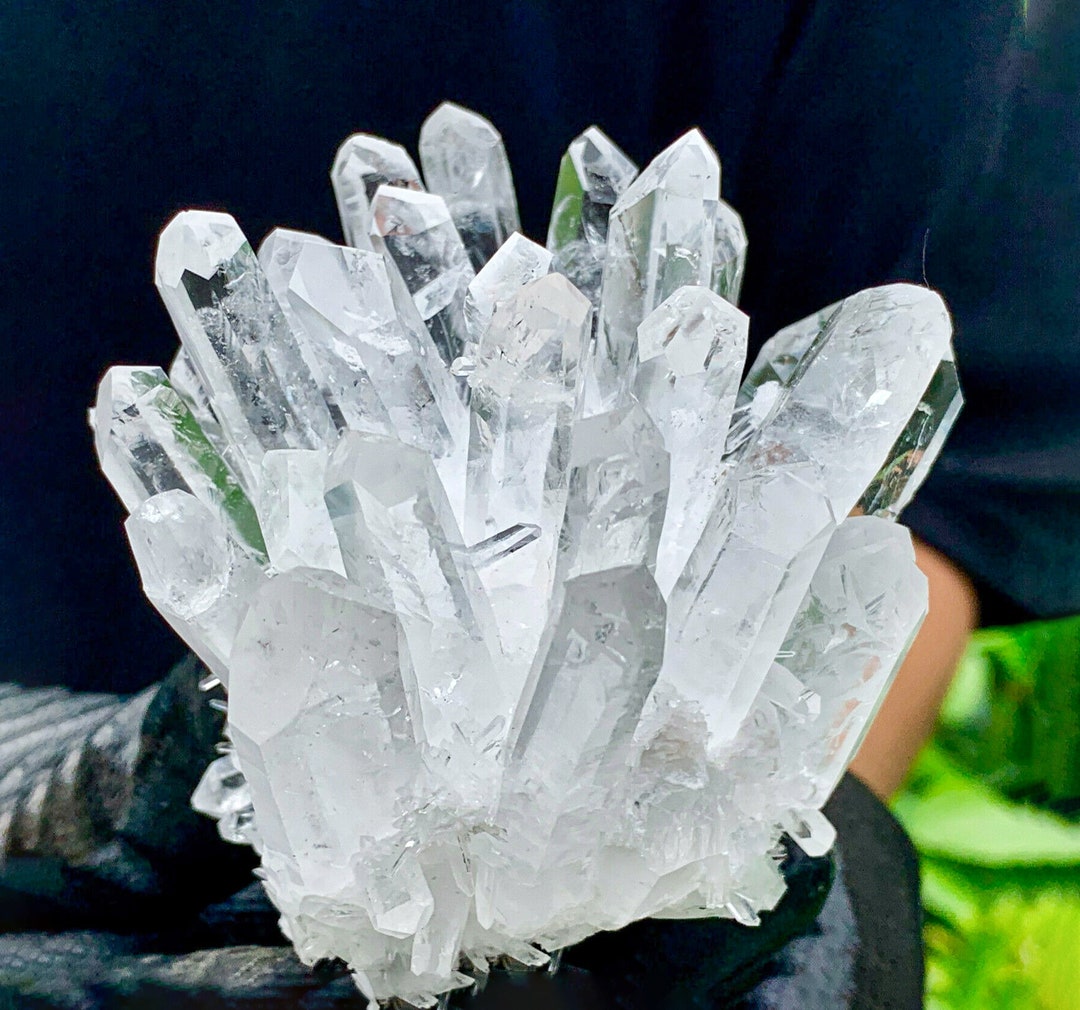 White Clear Quartz Cluster Large Clear Quartz Crystal Etsy