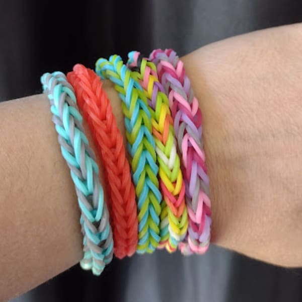 Rainbow Loom Custom Bracelets-6 for 5 Dollars,Fun Colorful rubber band bracelets for Kids,Adults Unique family-friendship for all occasions