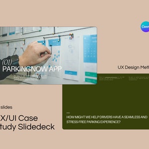 UX Case Study Portfolio Slide Deck for UX UI Designers & Product Designers , Canva Presentation Research Portfolio Template, Canva Template