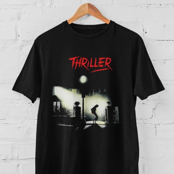 MJ - Thriller Inspired Movie Cover Style T-Shirt in Black