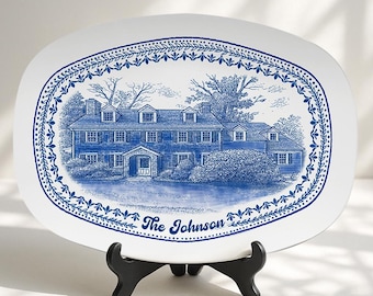 Custom House Portrait Plate, Porcelain Home Platter, House Portrait from Photo, Housewarming Gift, Mother&#39;s Day Gift for Mom P512XJH0
