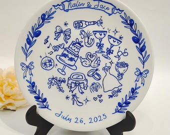 Custom Wedding Platter Gift, Personalized Porcelain Plate for Couple, New Home Keepsake, Romantic Ceramic Birthday Gift P7244KU0