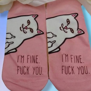 Rude cat socks, middle finger socks, middle finger cat socks, cat socks, cat printed socks, men socks, funny socks, women's socks, cat gifts