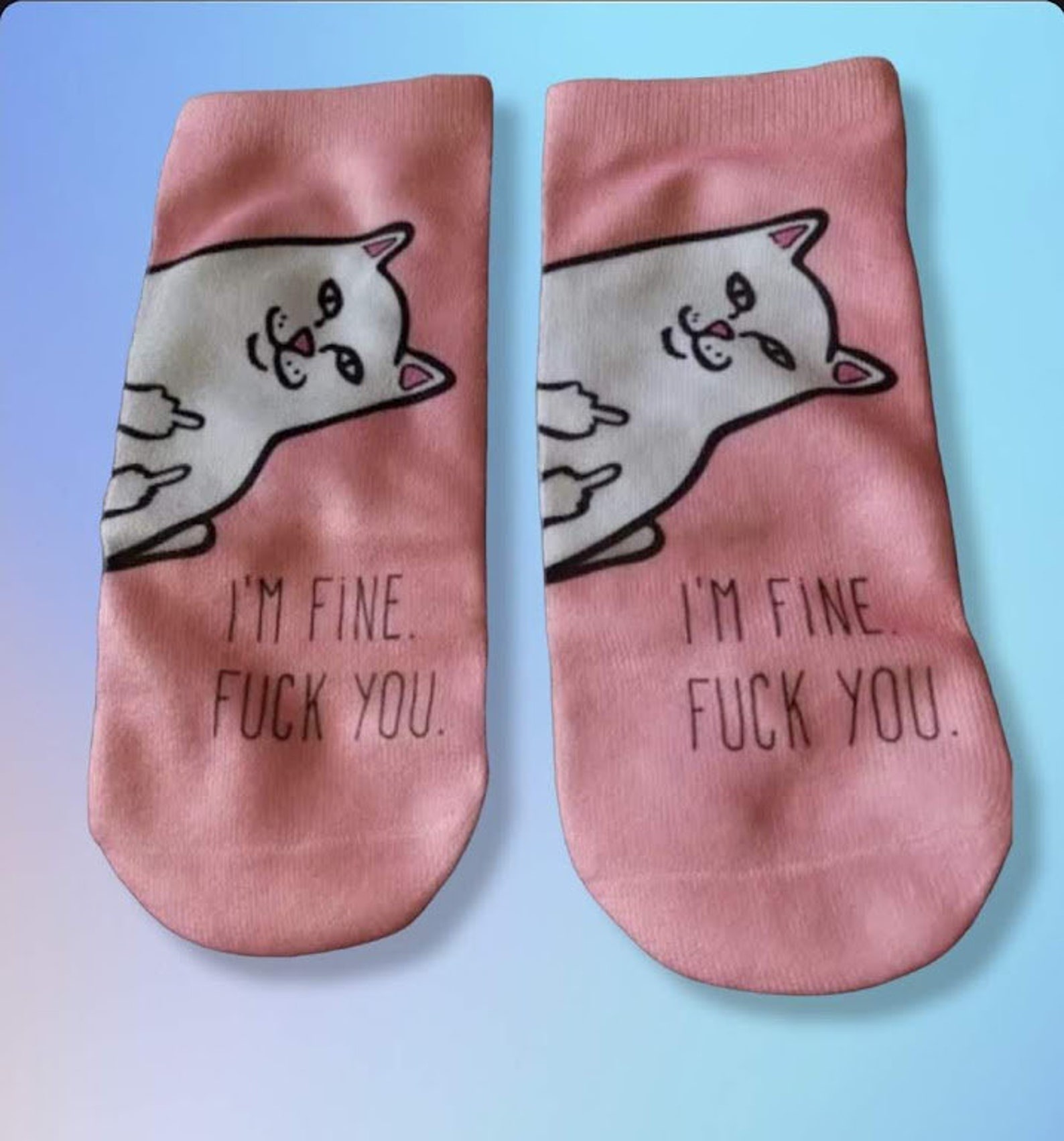 Rude Cat Socks Middle Finger Socks Middle Finger Cat Socks Etsy