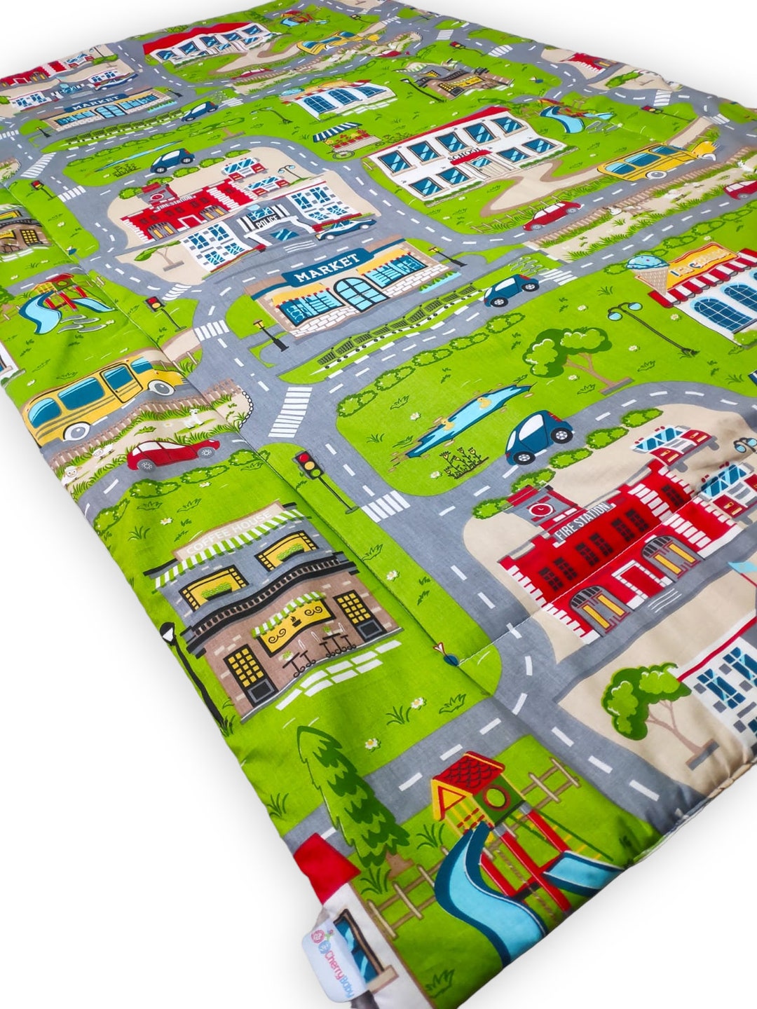 Green Play Mat Nursery Decor Rug City Road Carpet Metropolis Etsy