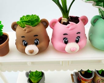 Miniature Bear Pots for Displays – 3D Printed in PLA Material – Compatible with Miniverse, Maileg, Mini Brands, Nuimos,  & More!