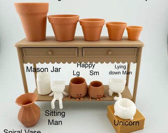 Miniature Terracotta Pots for Displays – 3D Printed in PLA Material – Compatible with Miniverse, Maileg, Mini Brands, Nuimos,  & More!