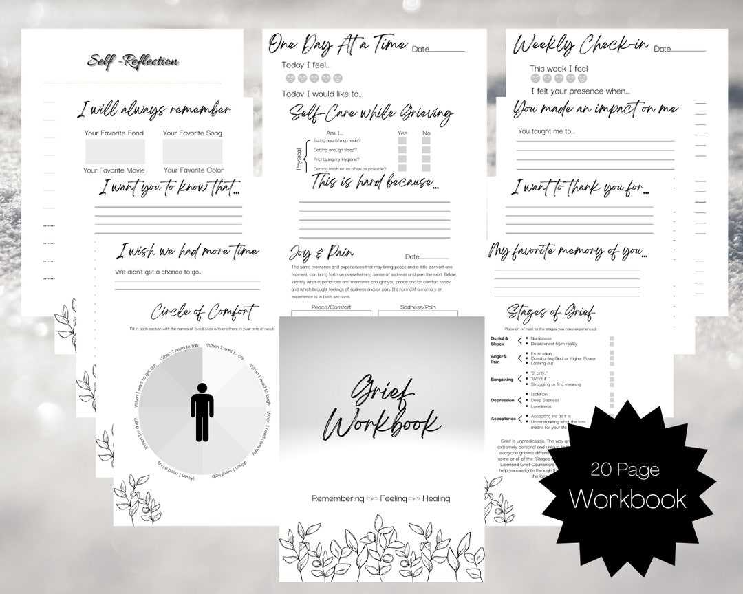 Printable Grief Workbook, Grief Journal, Grief Therapy Workbook, Coping
